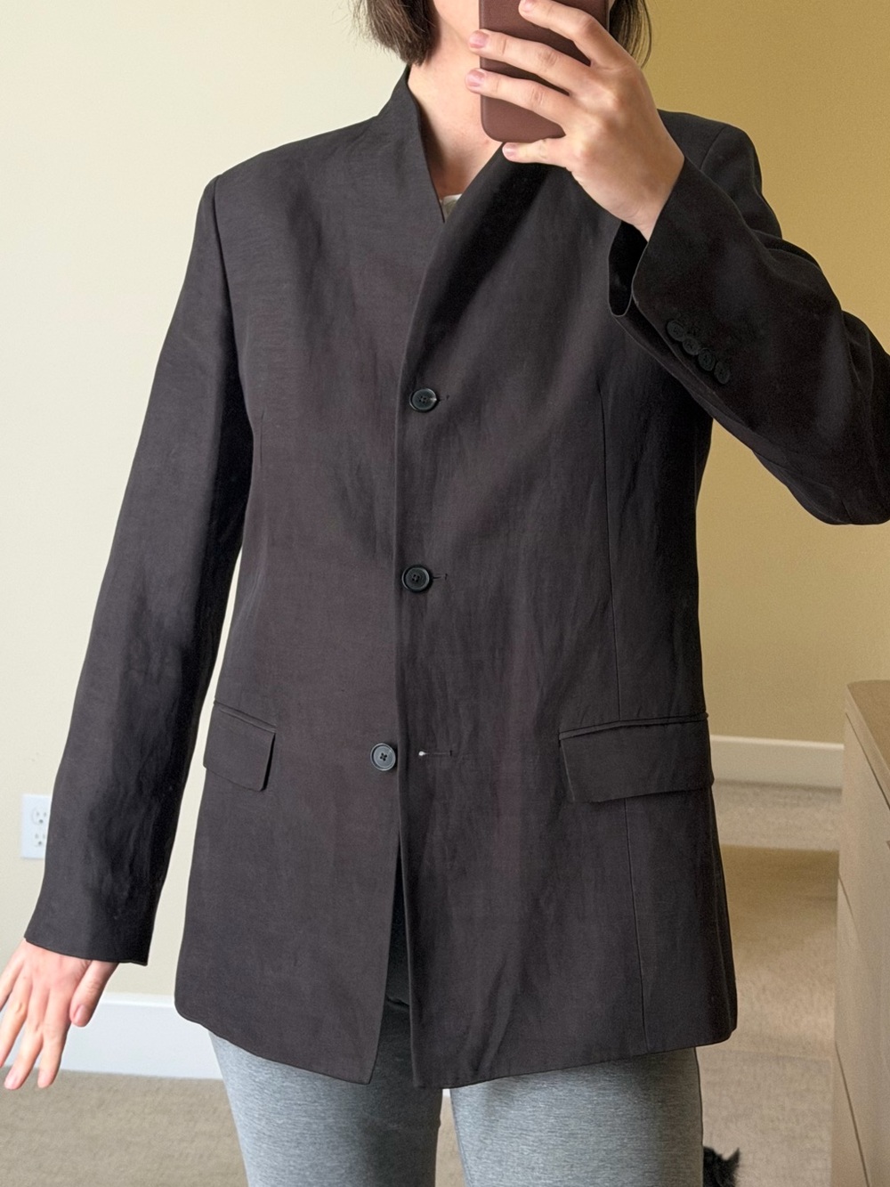 Massimo Dutti Dark Brown Single-Breasted blazer